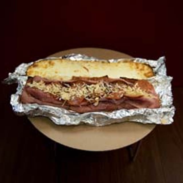 BBQ Stromboli Sandwich.